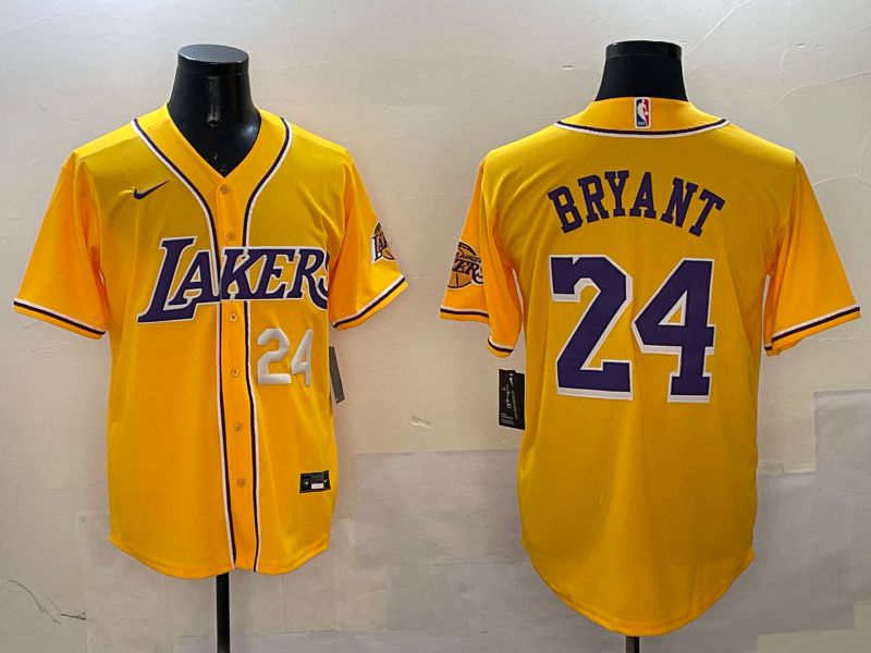 Men Los Angeles Lakers #24 Bryant Yellow Joint Name Nike 2025 NBA Jersey style 8